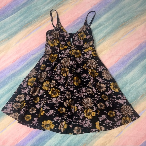 Anthropologie Jacquard A-Line Mini Dress Black - Size 8 - Picture 6 of 7